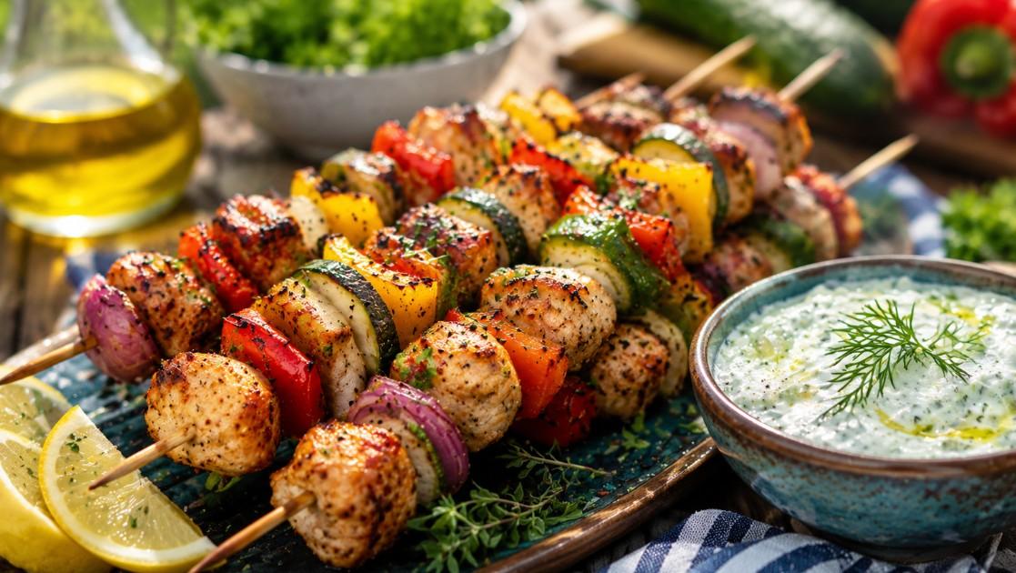 Grilované kuřecí špízy s tzatziki