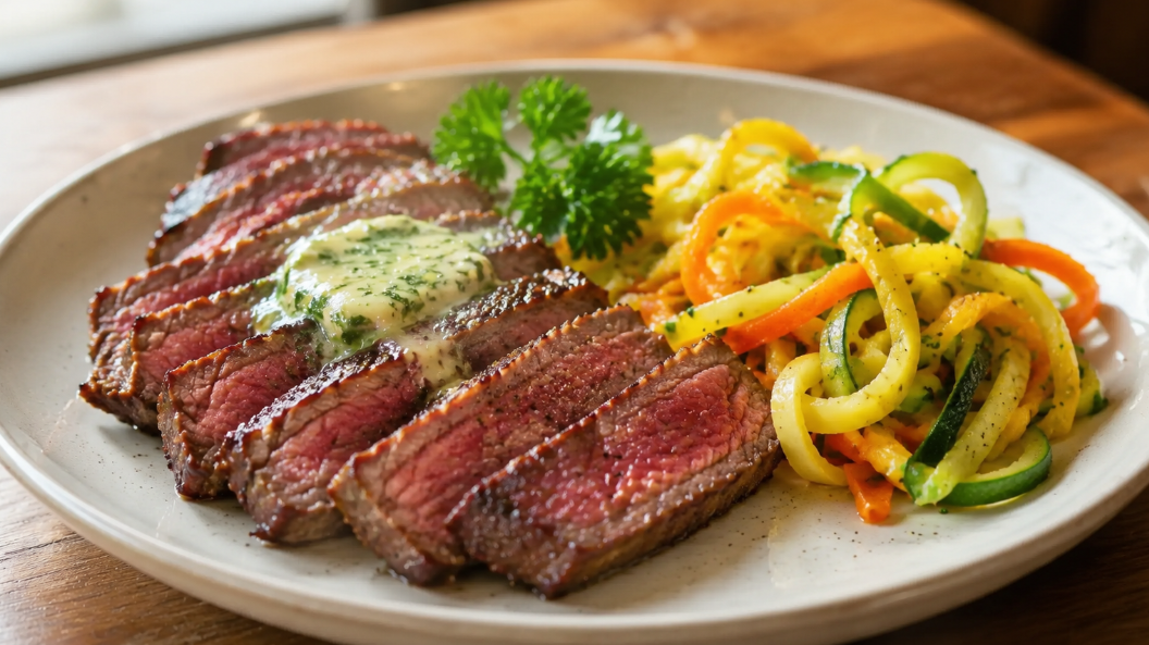Grilovaný steak s bylinkovým máslem