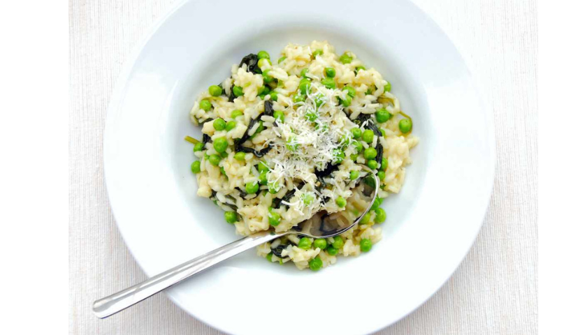 Italské rizoto s hráškem a medvědím česnekem